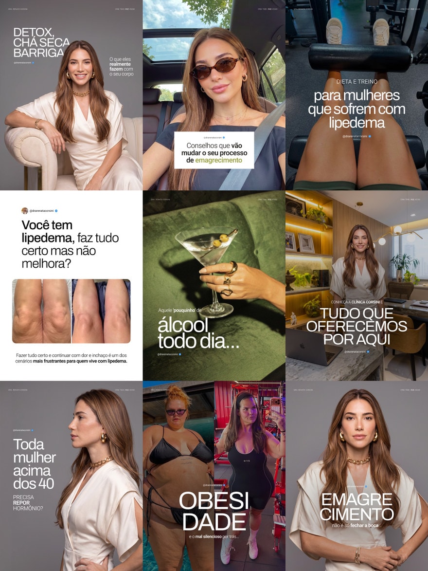 Artes de Instagram produzidas para a Dra. Renata Corsini