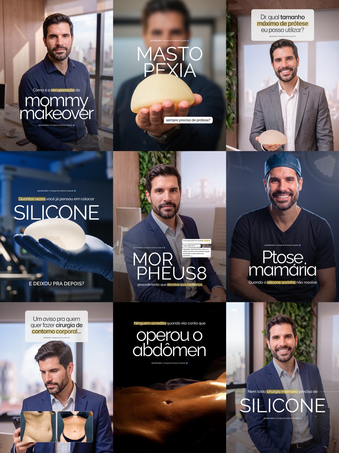 Artes de Instagram produzidas pela Milano Marketing Médico