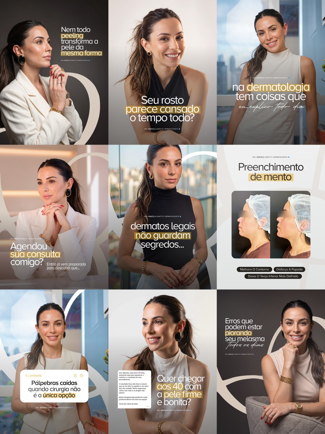 Artes de Instagram produzidas pela Milano Marketing Médico